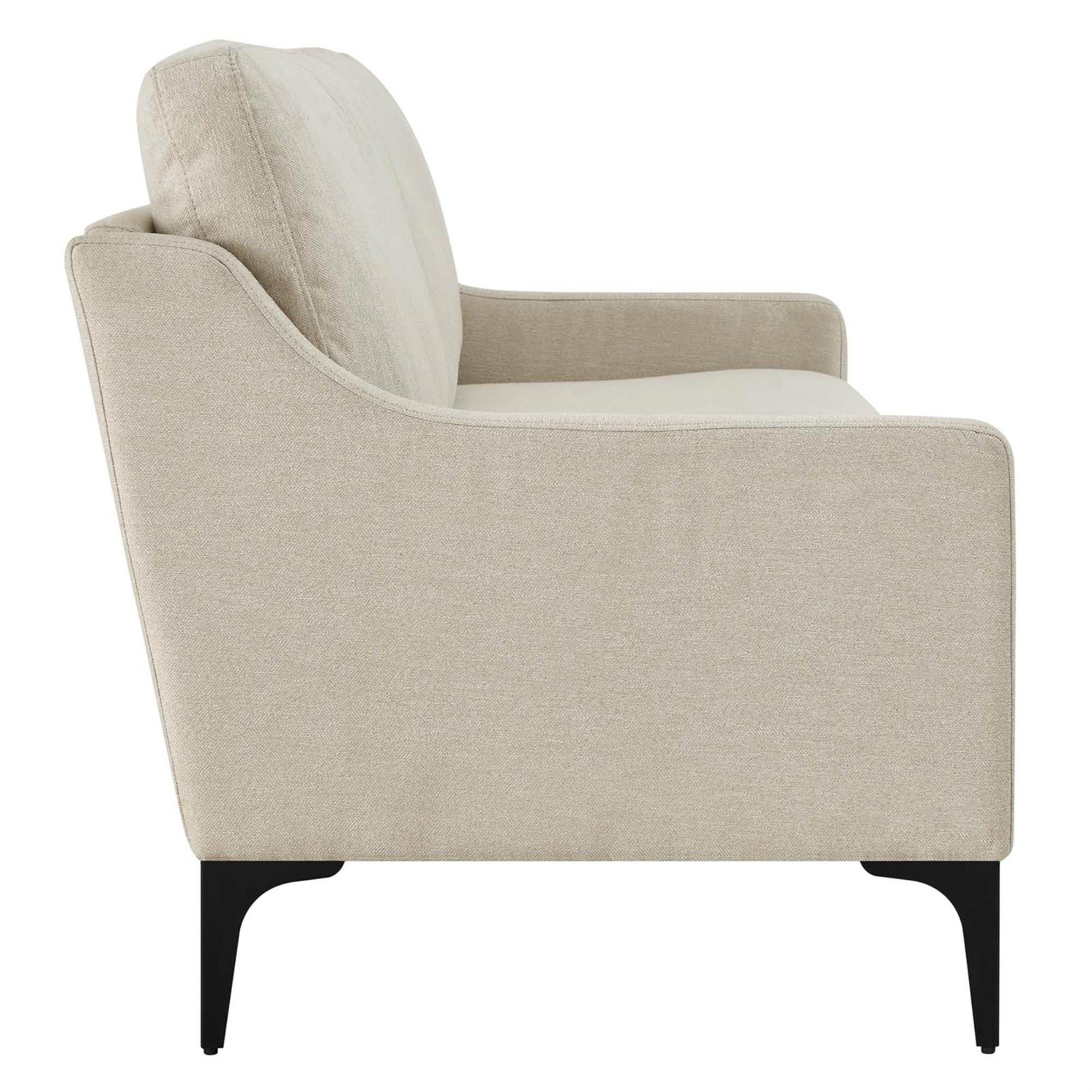 Modway Corland Modern Style Upholstered Fabric And Metal Sofa In Beige